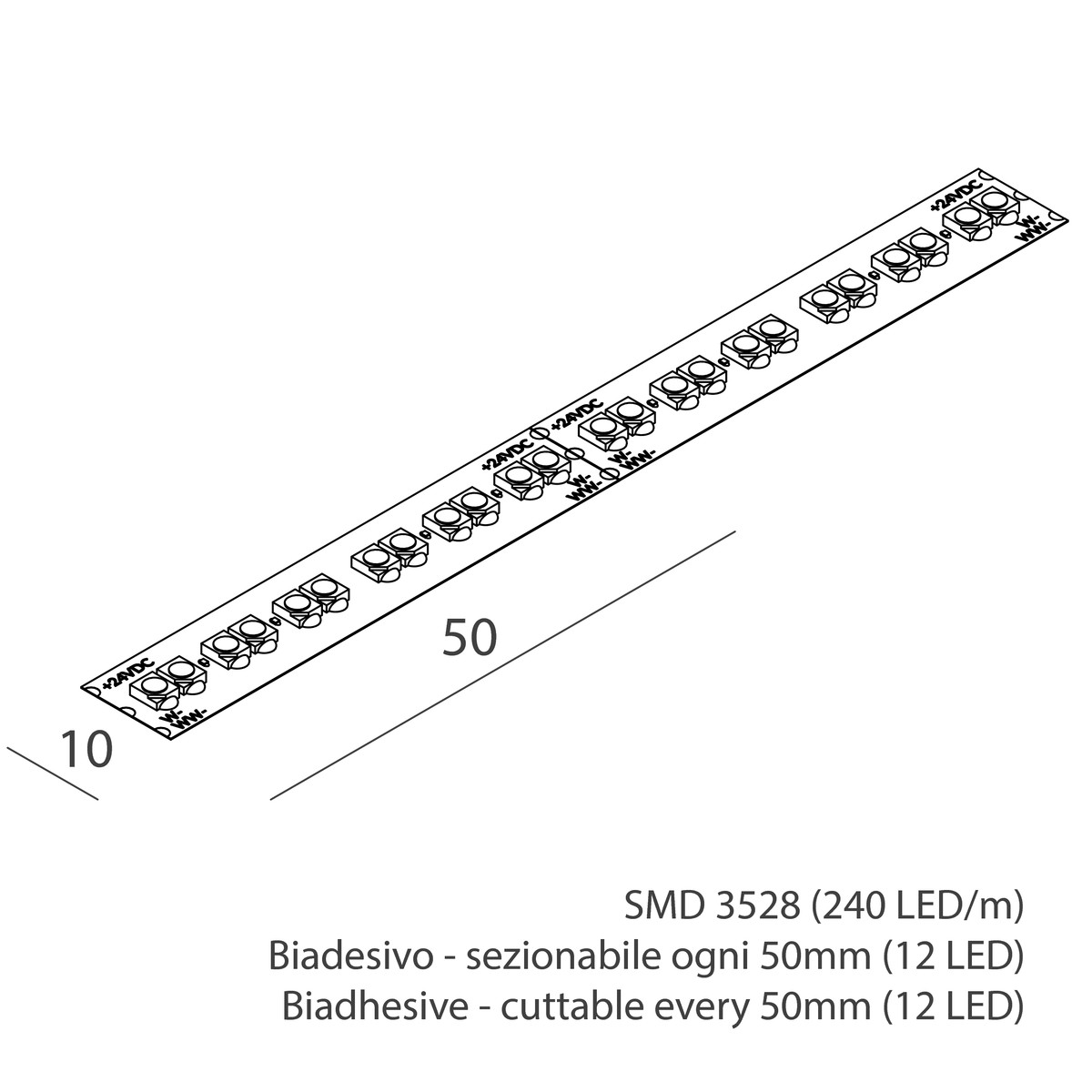 STRIP CCT: 19,2W/M-24V-5M-3K-5.7K CRI90