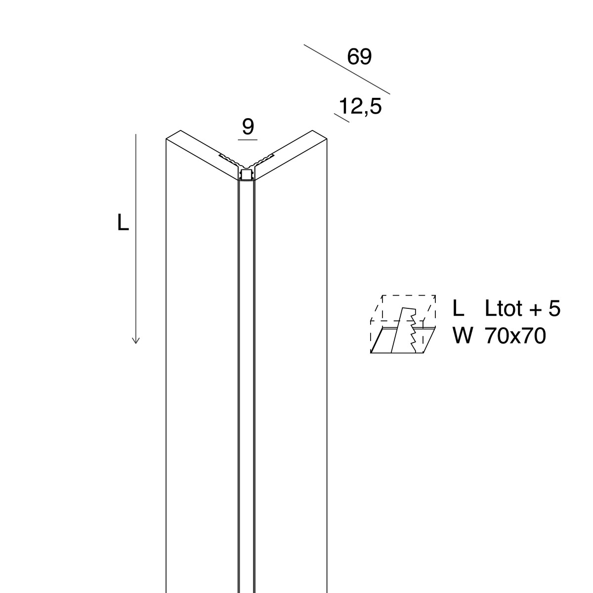 L-09: CORNER LINEARE OPALE 2M HYDRO