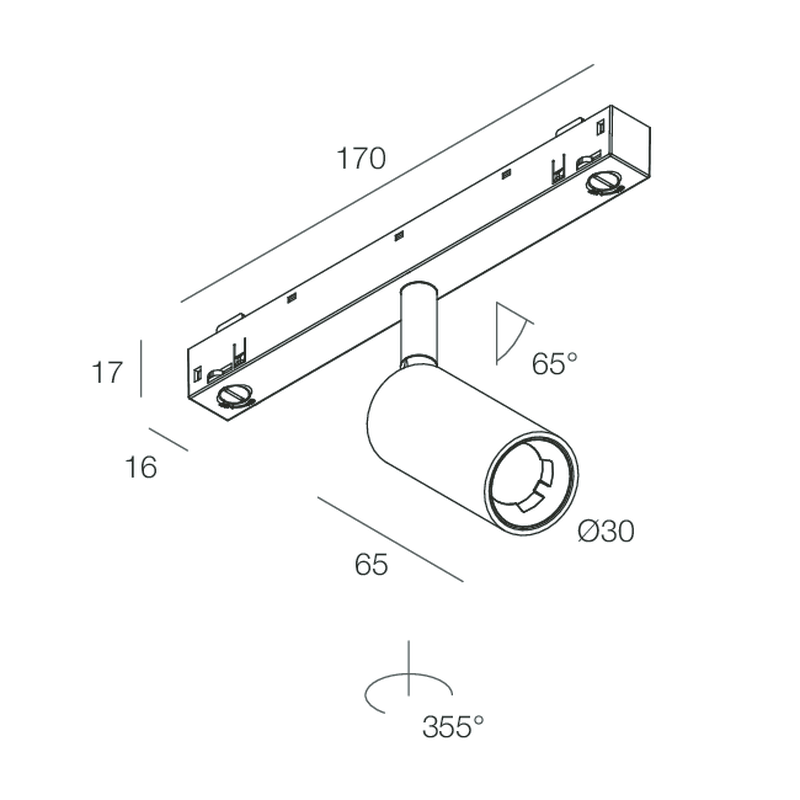 KLIMT F8: 3W DALI 48V 3K 45 NERO