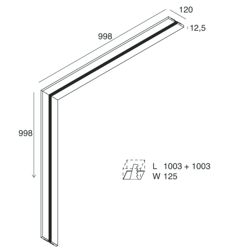 L-16 TRACK: PARETE-SOFFITTO 1+1 M NERO